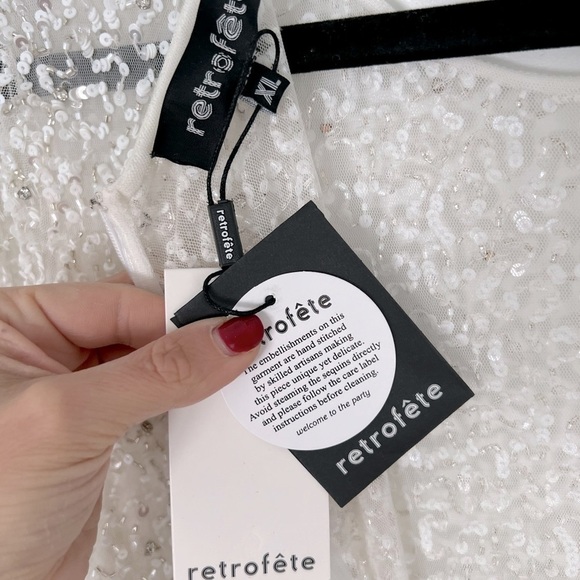 Retrofete Heidi Handmade Sequin Sheer Maxi Dress White NEW with tags - Picture 8 of 11